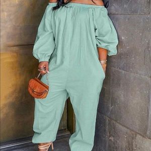 Off The Shoulder Jumpsuit W/Pockets